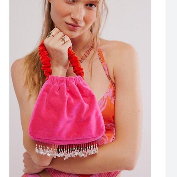 new Free People Vancouver Velvet Clutch 2S7 - Picture 1 of 6